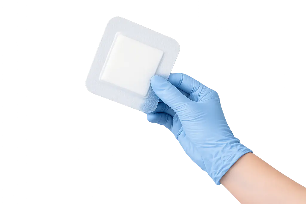 Hand holding advanced wound patch